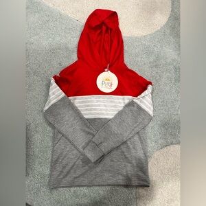 Little Sleepies Candy Red Color Block Hooded Tee 5T NWT